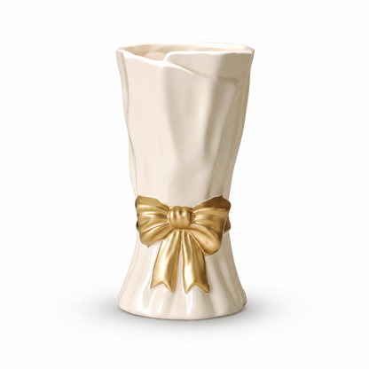Embossed Bow Ceramic Vase
