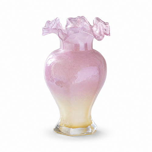 Vintage Ruffle Glass Vase