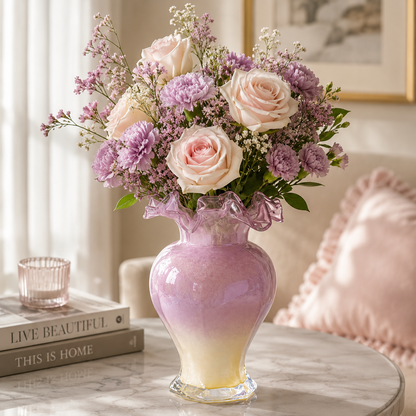 Vintage Ruffle Glass Vase
