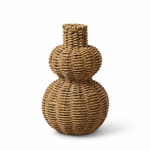 Woven Rattan-Style Gourd Vase