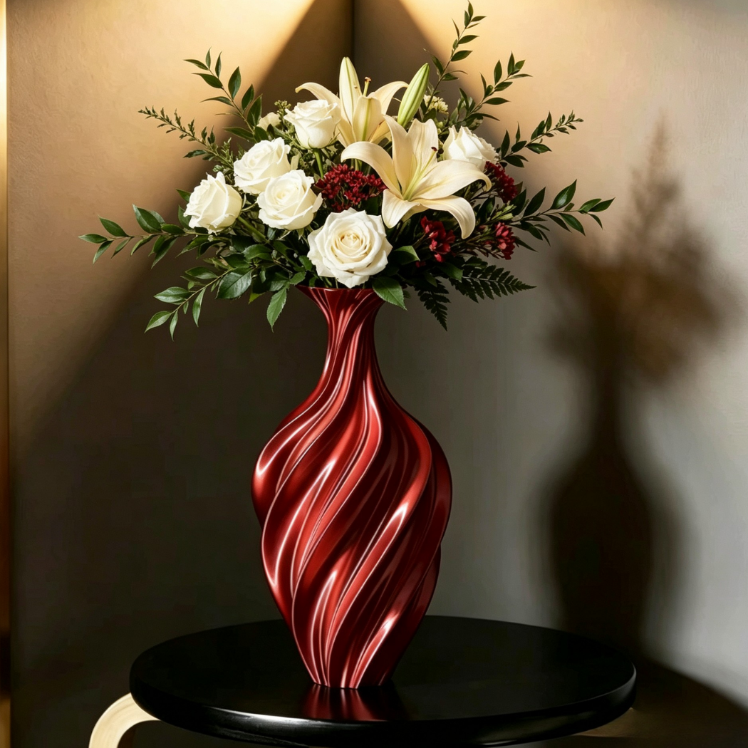 Twisted Art Vase (Silk Red)
