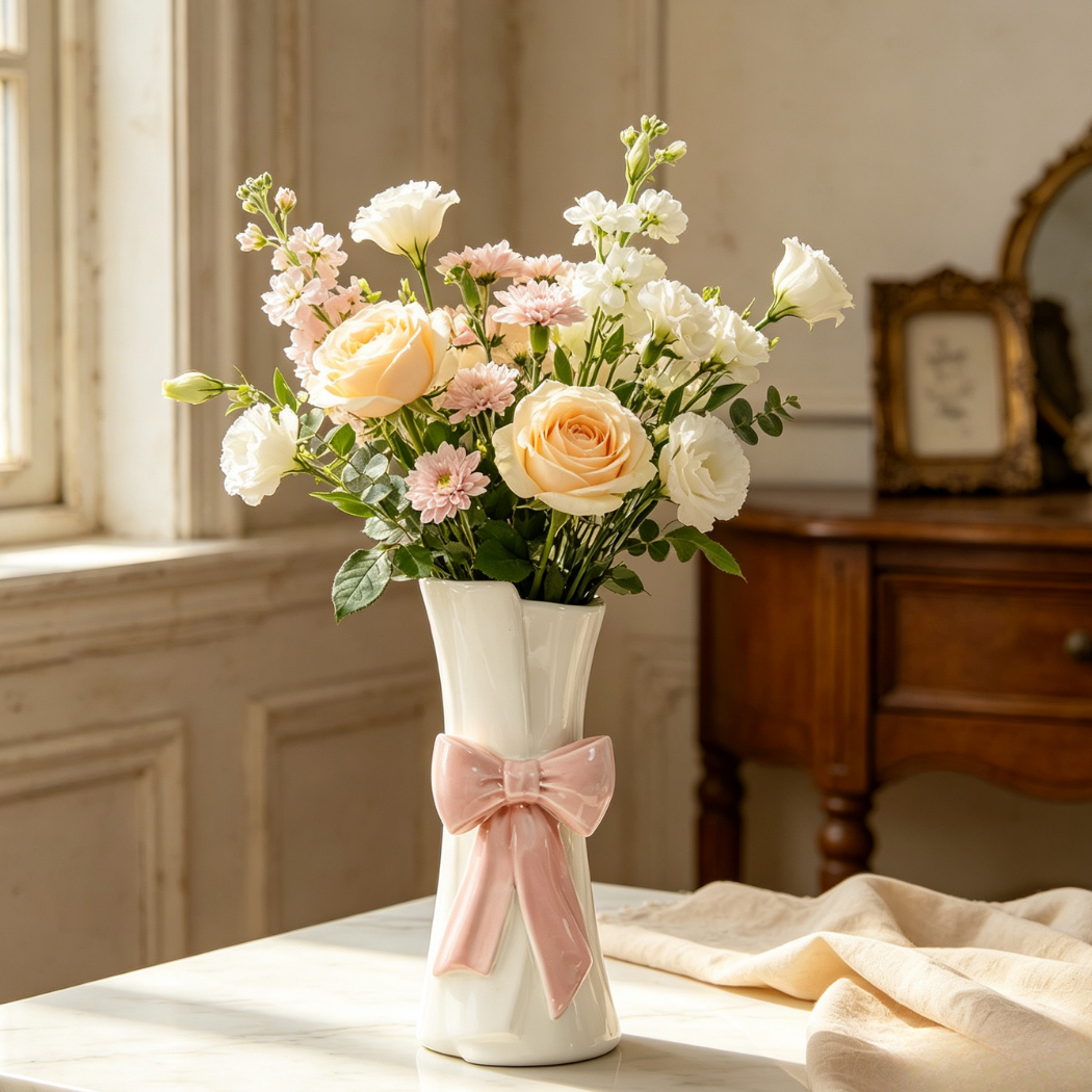 Charming Bow Ceramic Vase